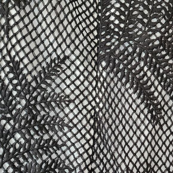 Hutch Off the Shoulder Cap Sleeve Dress – Black Mesh Leaf Overlay Size 6 - Picture 8 of 10